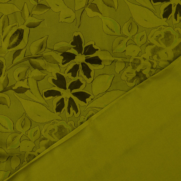 Popeline de Viscose tissu Vert Olive imprimé numérique 