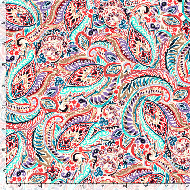 Twill Stretch fabric Paisley Petrol