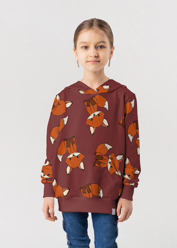 French Terry fabric Foxes Red