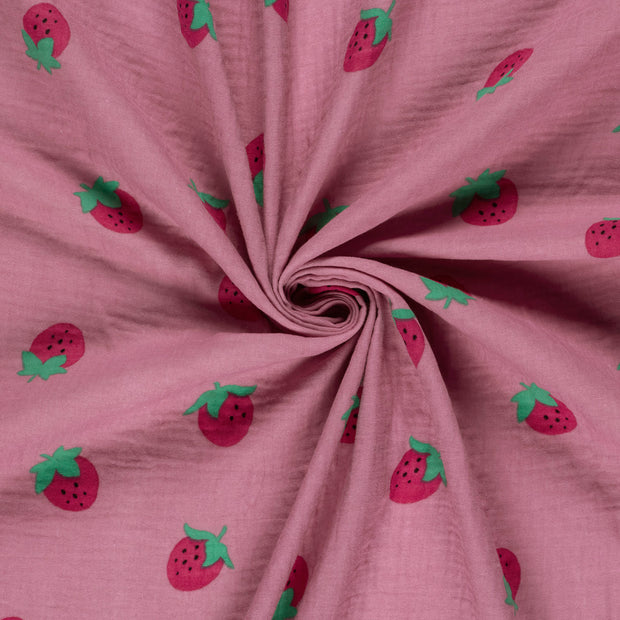 Muslin fabric Pink printed 