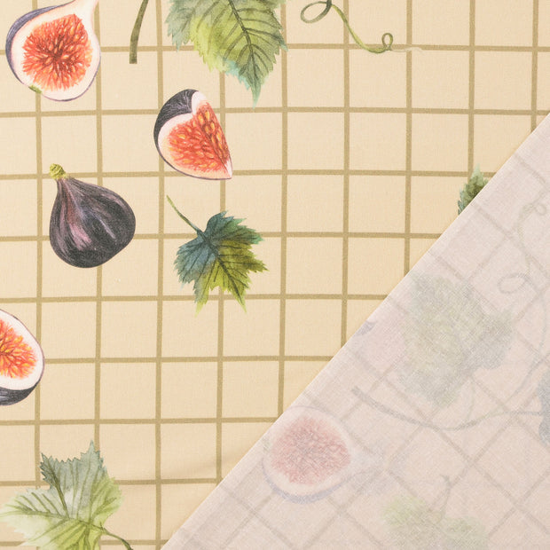 Cretonne fabric Beige digital printed 