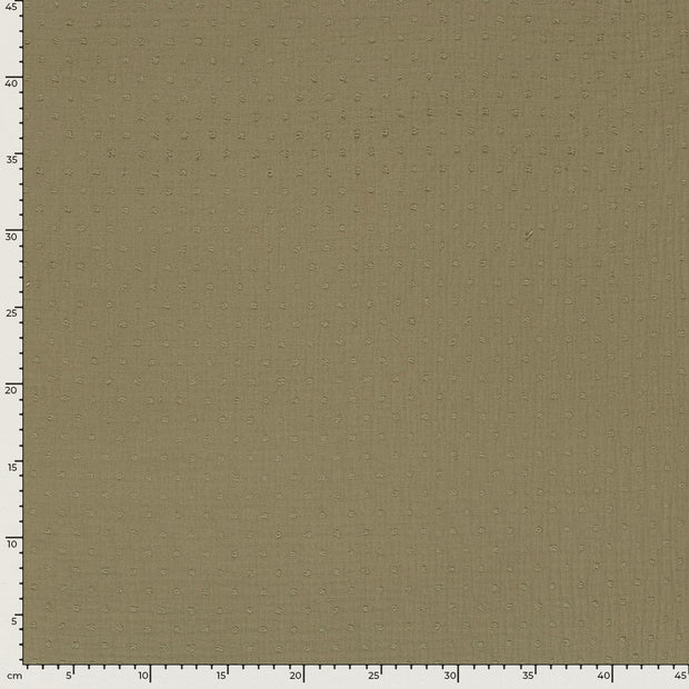 Muslin fabric Dots Olive Green