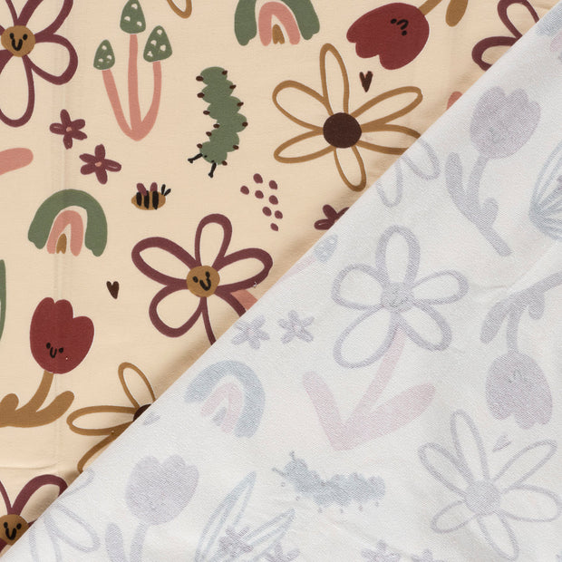 French Terry fabric Flowers brushed and digital printed 