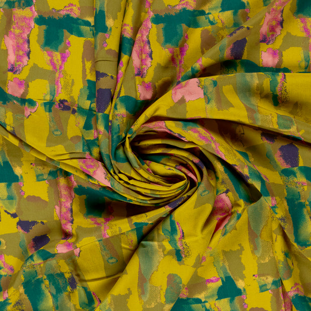 Viscose Poplin fabric Lime Green printed 
