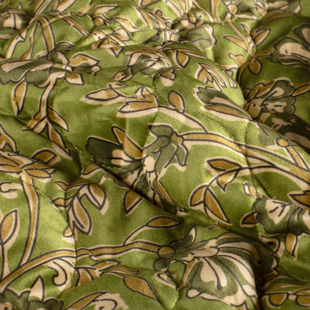 Velours tissu fleurs Vert