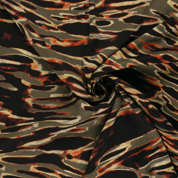 Viscose Satin fabric Taupe Grey printed 