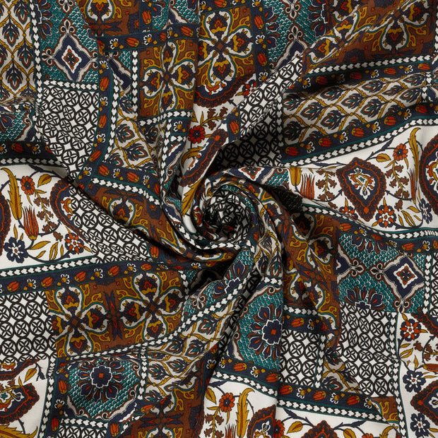 Viscose Satin fabrik Turquoise bedruckt 