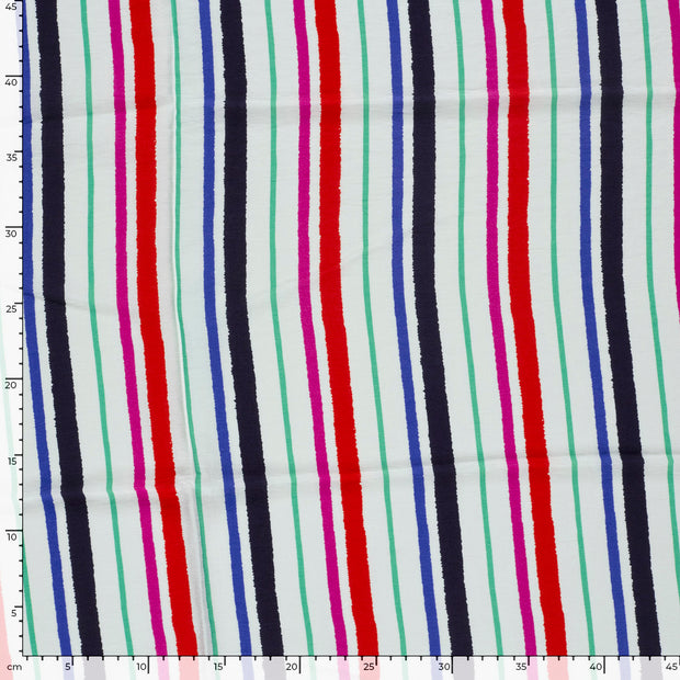Viscose Nylon Crepe fabric Stripes Red