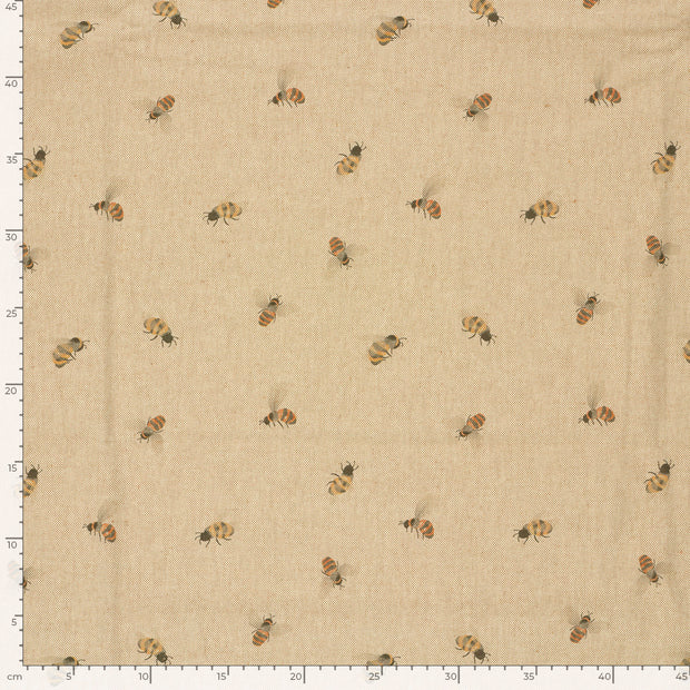 Linen Look fabric Bees Beige