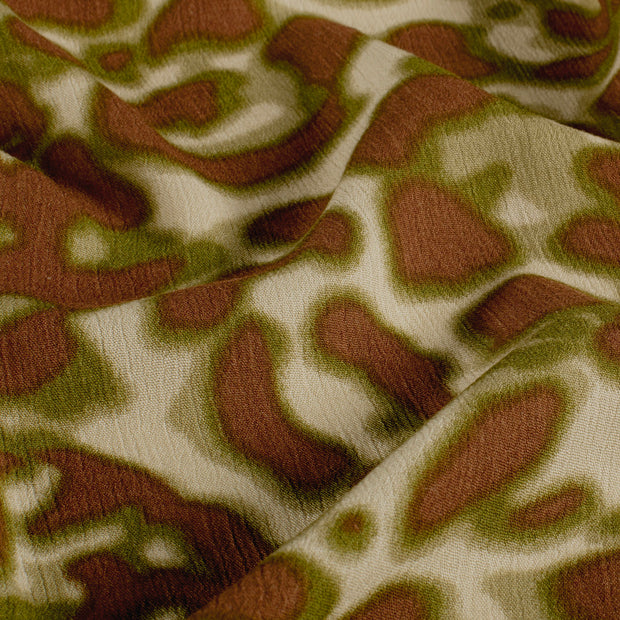 Satin fabric Abstract Khaki Green