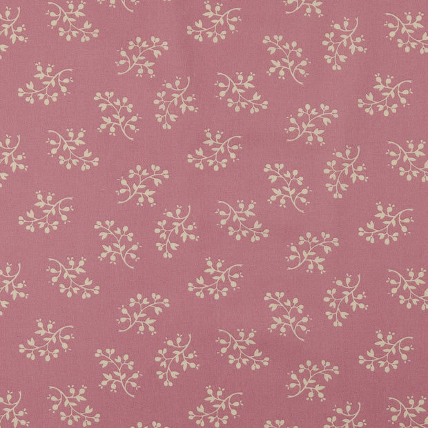 Cotton Poplin fabric Flowers Old Pink
