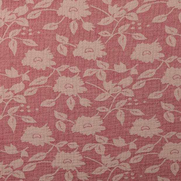Double gaze tissu fleurs Rose