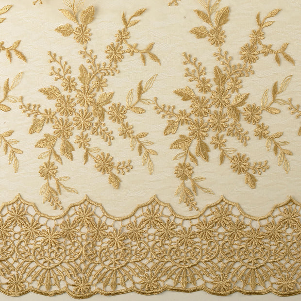 Dentelle tissu fleurs brodé avec bordure 