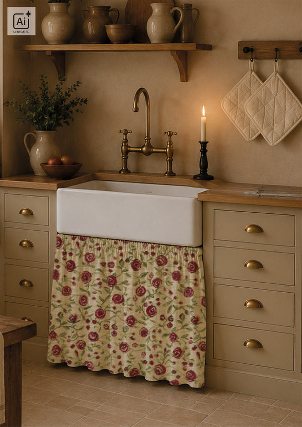 Gobelin tissu roses Rouge