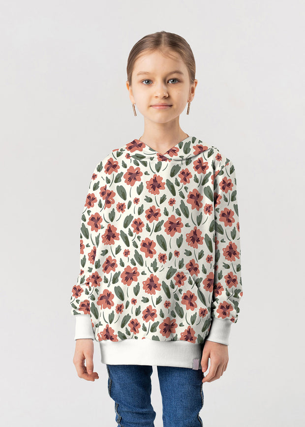 French Terry fabric Flowers Off White