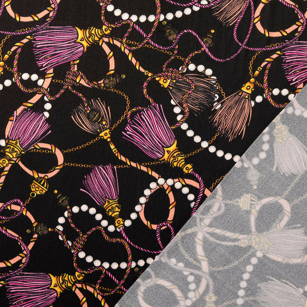 Viscose Satin fabric Light Pink digital printed 