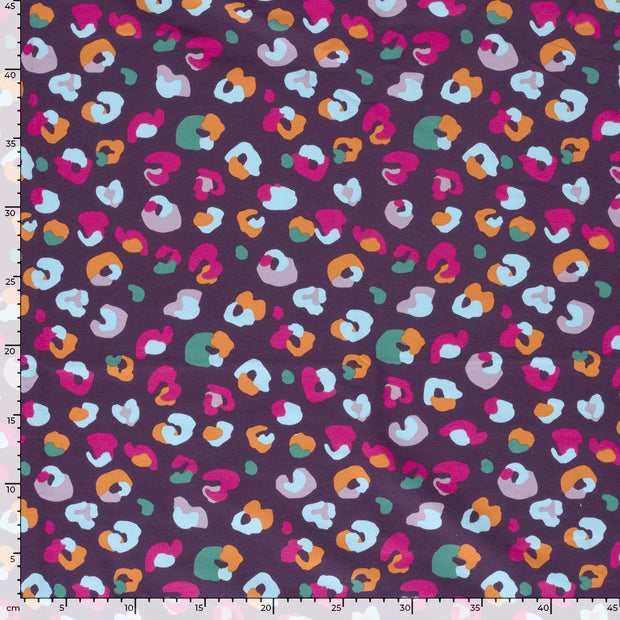 French Terry fabrik Leoparden Lila
