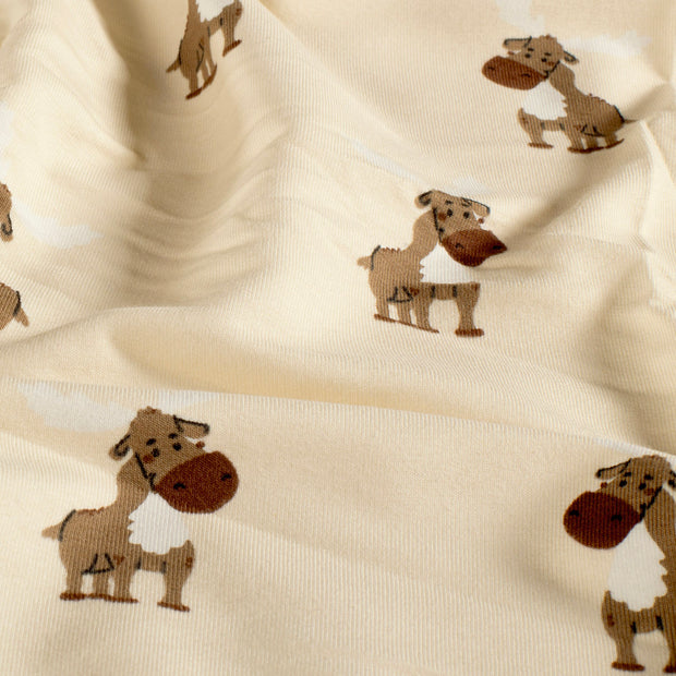 French Terry fabric Animals Beige