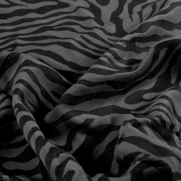 Nicky velours fabric Zebras Dark Grey
