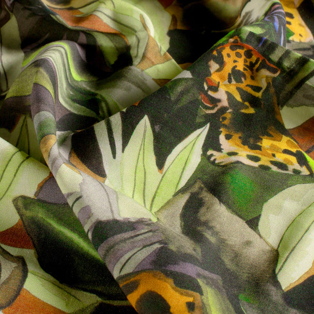 Viscose Poplin fabric Abstract Green
