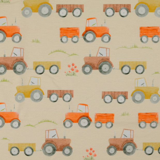 Cotton Jersey fabric Tractors 