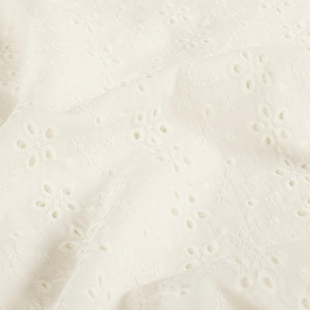 Popeline de Coton tissu fleurs Blanc cassé