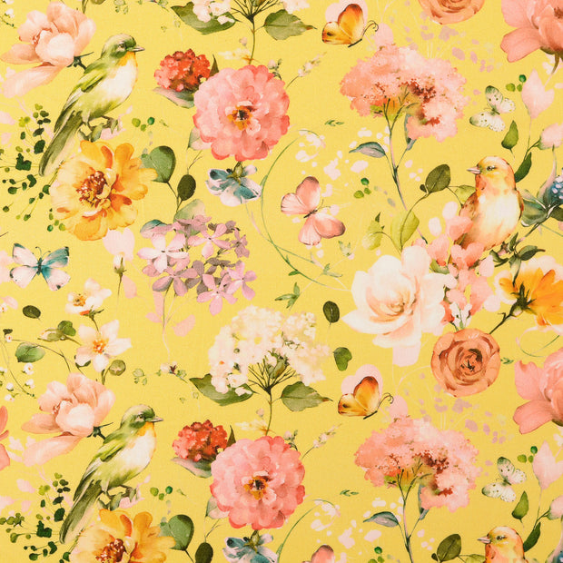 Cretonne tissu fleurs Menthe foncée