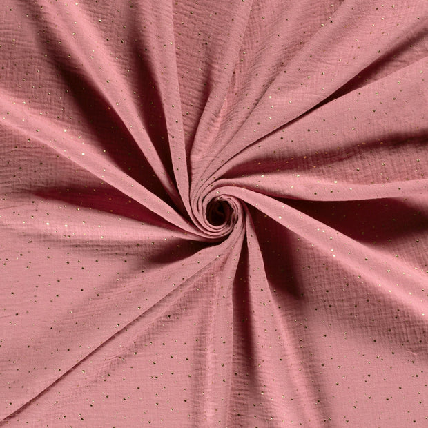 Double gaze tissu Rose clair dew drops 