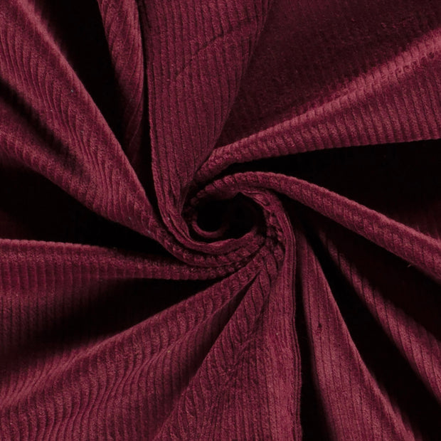 Velours Côtelé Stretch 6w tissu Unicolore Bordeaux