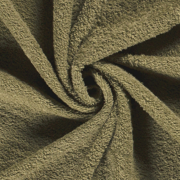 Frotté tissu Unicolore Vert Olive