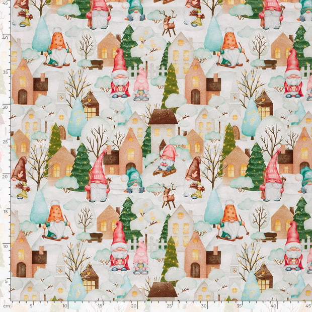 Panama fabric Snowflakes Optical White