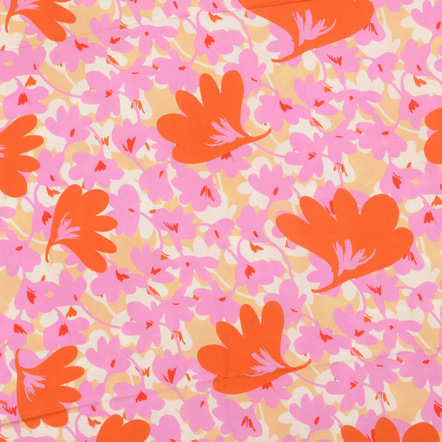 Viscose Poplin fabrik Blumen Helles Pink