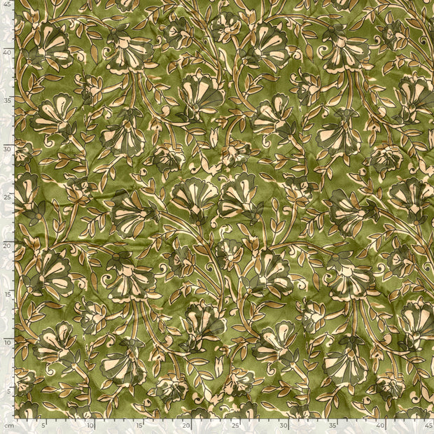 Velours tissu fleurs Vert