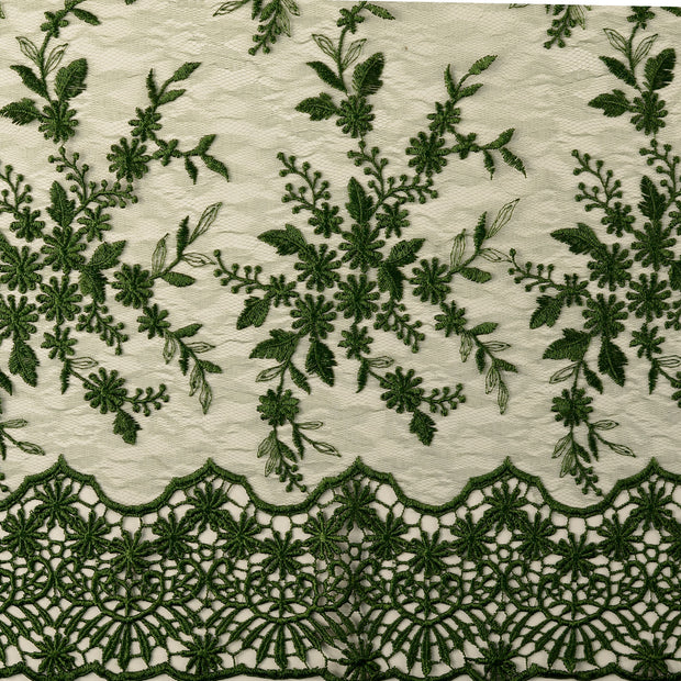 Dentelle tissu fleurs brodé avec bordure 