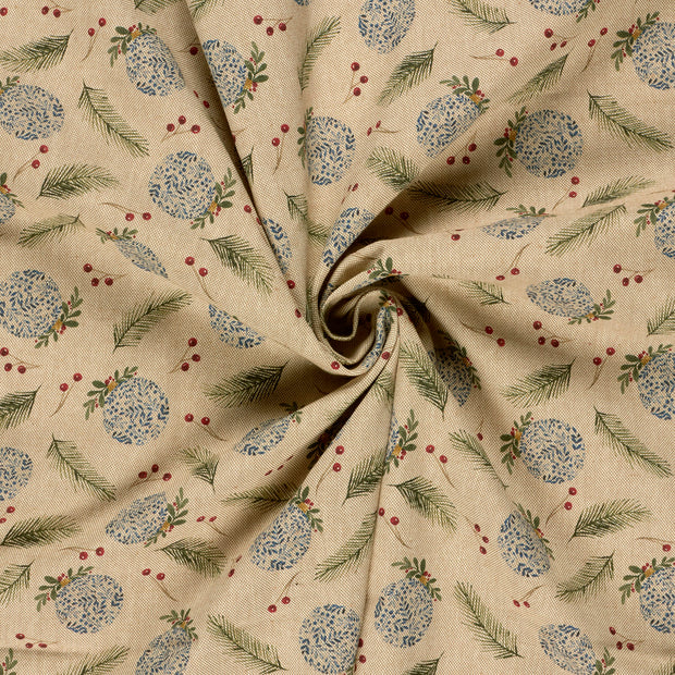 Linen Look fabric Beige digital printed 