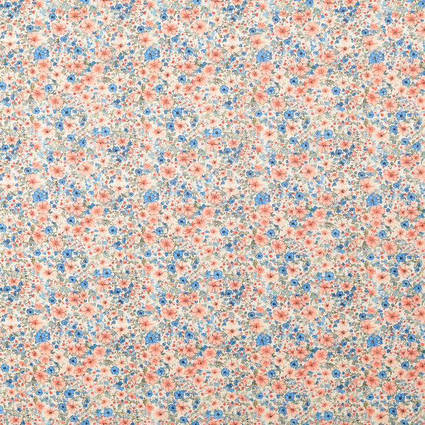 Voile fabrik Blumen apricot