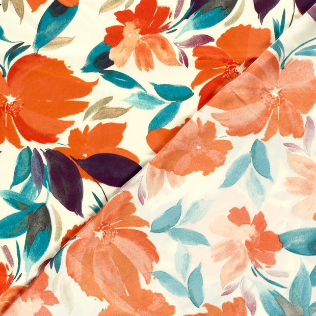 Satin Duchesse fabric Flowers printed 