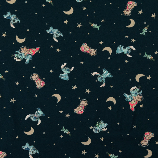 Jersey de Coton tissu étoiles Bleu Marine