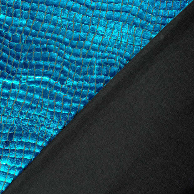Lamé fabric Crocodiles Aqua