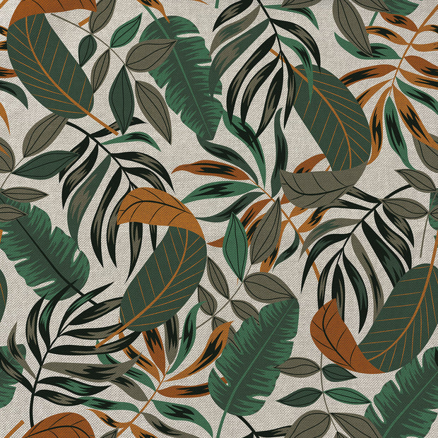 Linen Look fabric Leaves Khaki Green