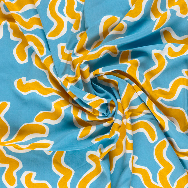 Bambou Poplin tissu Jaune imprimé 