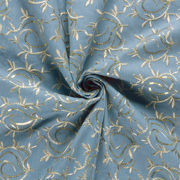 Jeans tissu Bleu clair brodé 