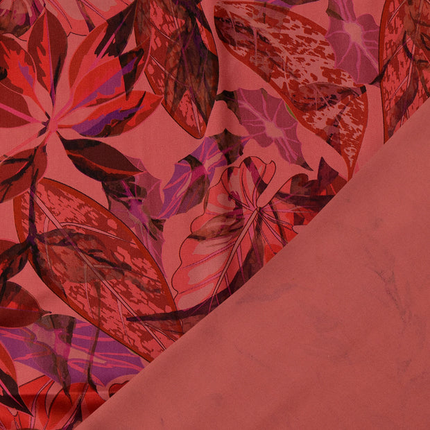 Popeline de Viscose tissu rouge imprimé numérique 