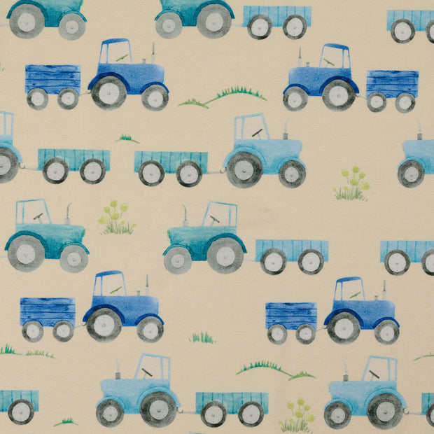 Cotton Jersey fabric Tractors 