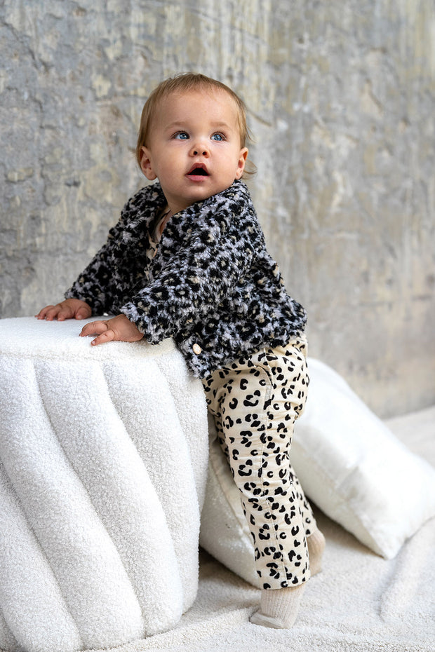 Sherpa Fleece fabrik Leoparden Beige