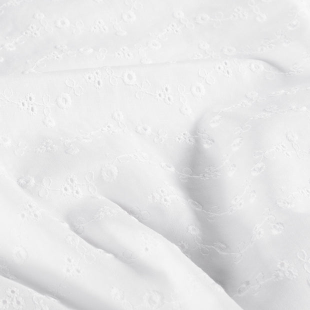 Cotton Poplin fabric Flowers White