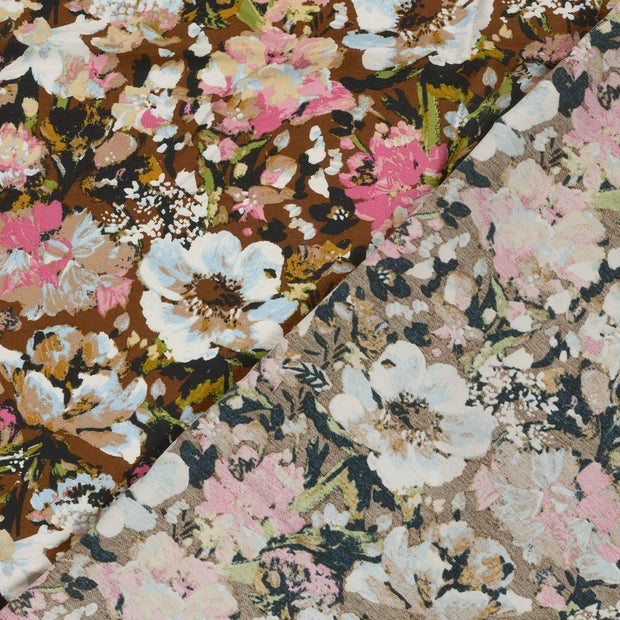 Viscose Nylon Crepe fabric Flowers printed 