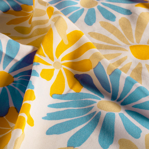Bambou Poplin tissu fleurs Jaune