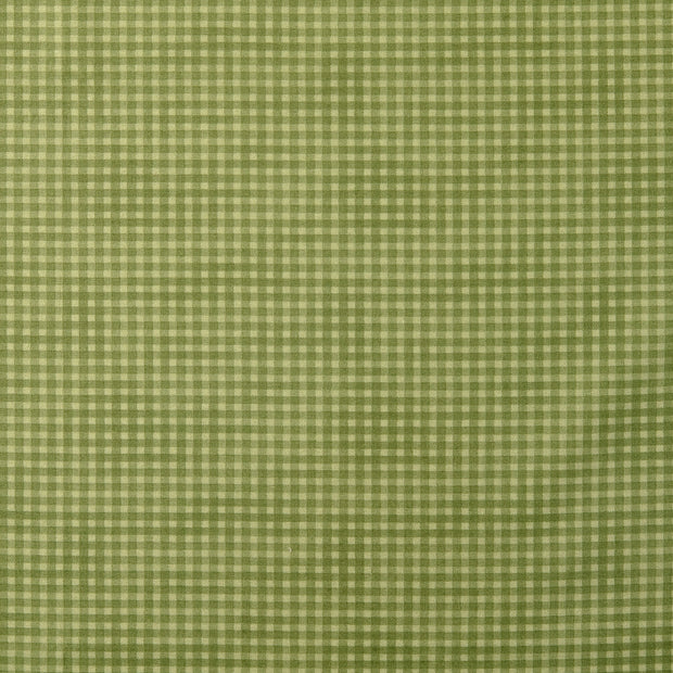 Popeline de Coton tissu Carreaux Vert Olive