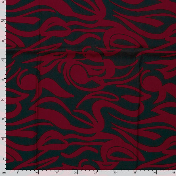 Sergé de Viscose tissu Abstrait Bordeaux